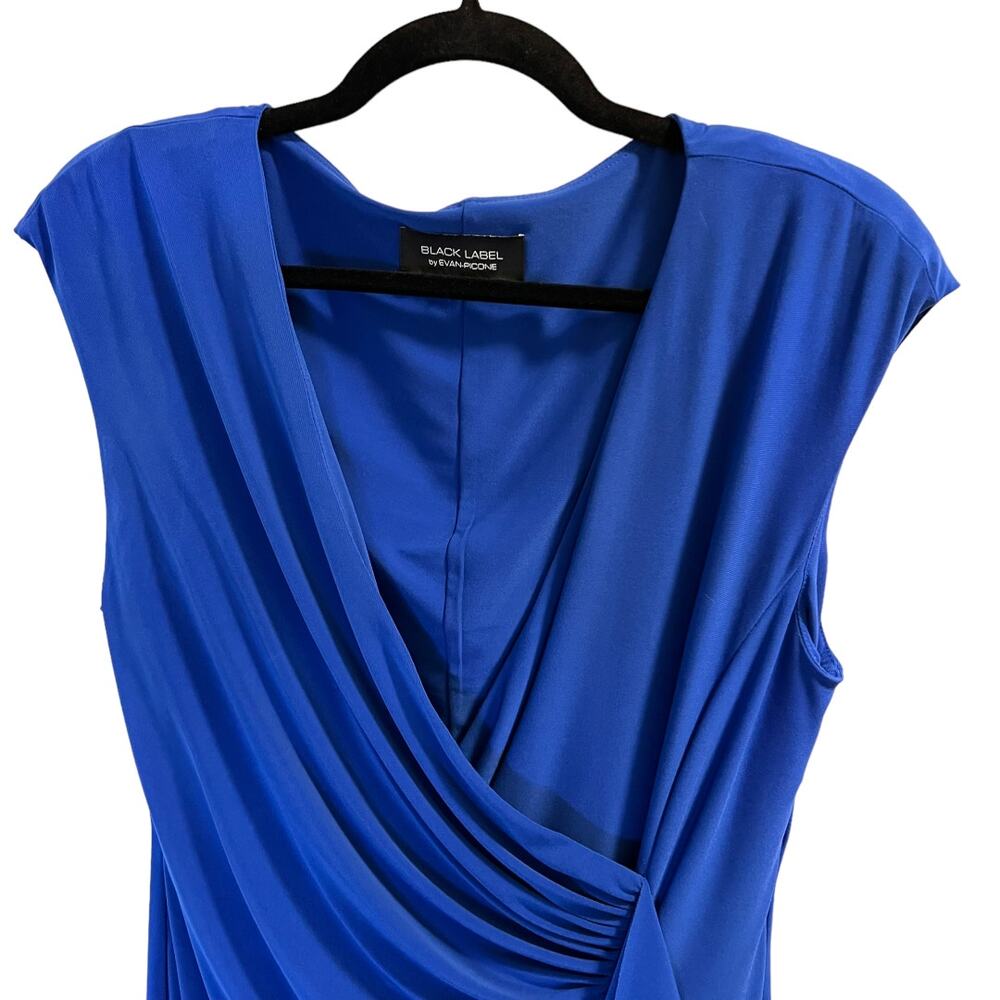 Black Label by Evan Picone Sheath Dress Side Gather Royal Blue Sleeveless sz M - Picture 2 of 11